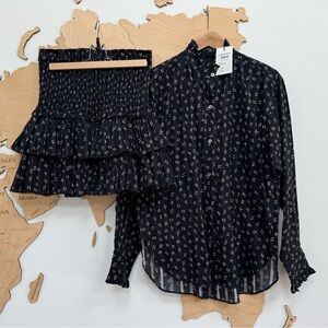 Isabel Marant Etoile navy set, Saoli Shirt + Naomi skirt, FR 40